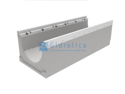 Лоток водоотводный бетонный коробчатый (СО-300мм), с оцинкованной насадкой КU 100.39,9 (30).44,5(37,5) - BGZ-V, № 10-0