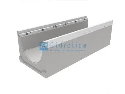 Лоток водоотводный бетонный коробчатый (СО-300мм), с оцинкованной насадкой КU 100.39,9 (30).55(48) - BGZ-V