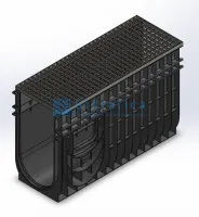 Комплект Gidrolica Light (Лайт): лоток водоотводный ЛВ-30.38.65 - пластиковый c решеткой РВ -30.37.100 ячеистой стальной оцинкованной, кл. А15
