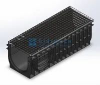 Комплект Gidrolica Light (Лайт): лоток водоотводный ЛВ-30.38.35 - пластиковый c решеткой РВ -30.37.100 ячеистой стальной оцинкованной, кл. А15
