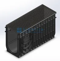 Комплект Gidrolica Light (Лайт): лоток водоотводный ЛВ-30.38.60 - пластиковый c решеткой РВ -30.37.100 ячеистой стальной оцинкованной, кл. А15